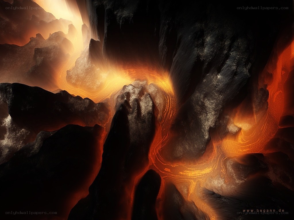lava flow in a volcanic cave