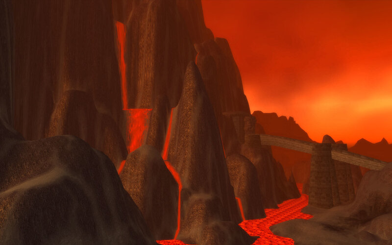 Lava Flow in Canyon — Red, Dramatic
