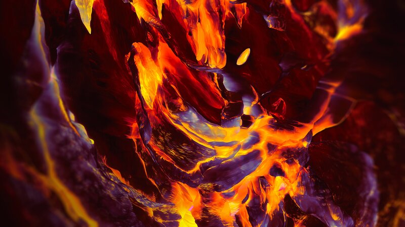 Lava Flow in Cave — Red, Dramatic