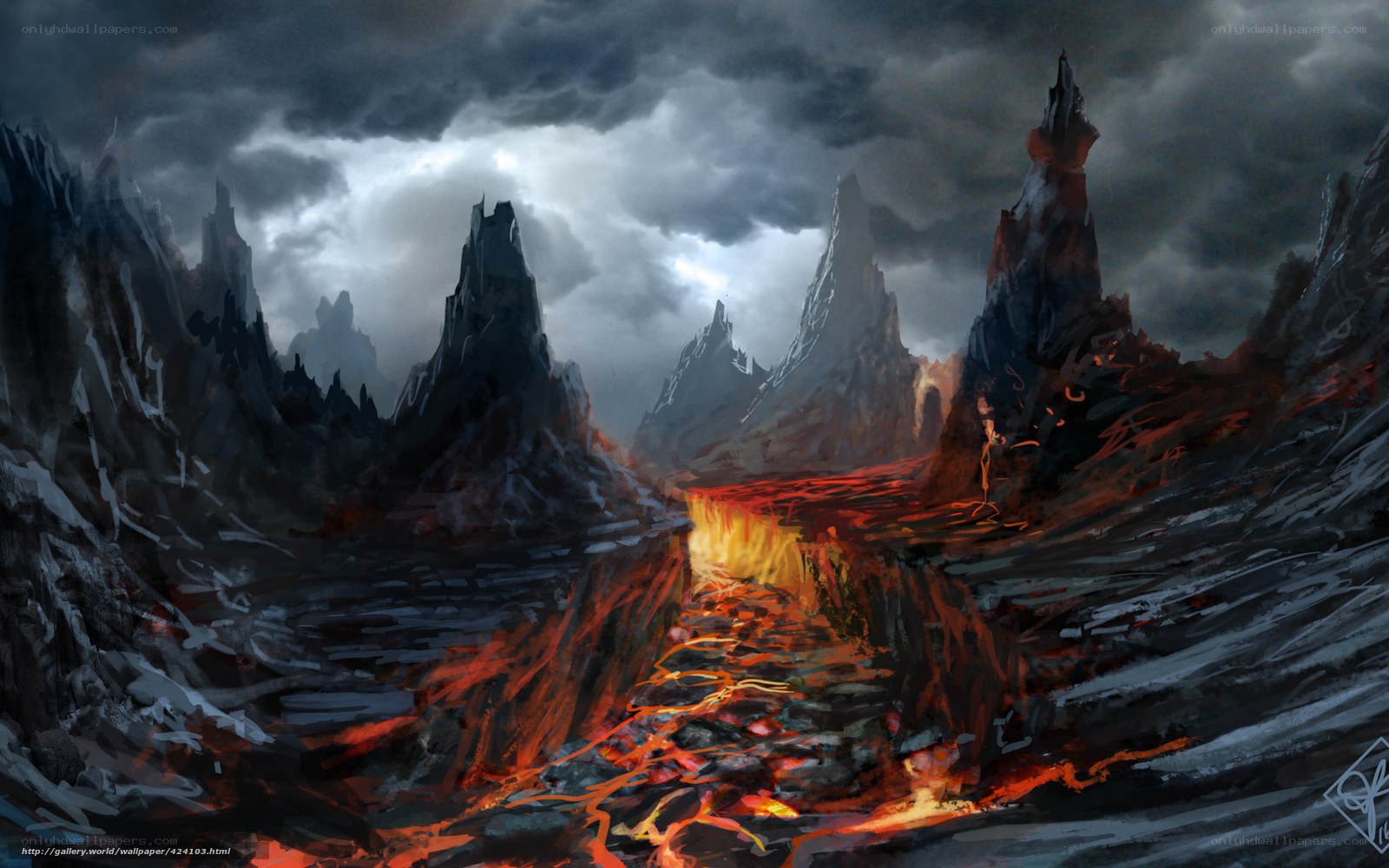 Lava flow in volcanic canyon