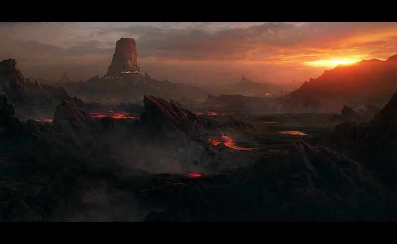 Lava Flow Landscape — Orange, Dramatic