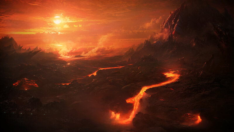 Lava Flow on Alien Planet — Orange, Dramatic