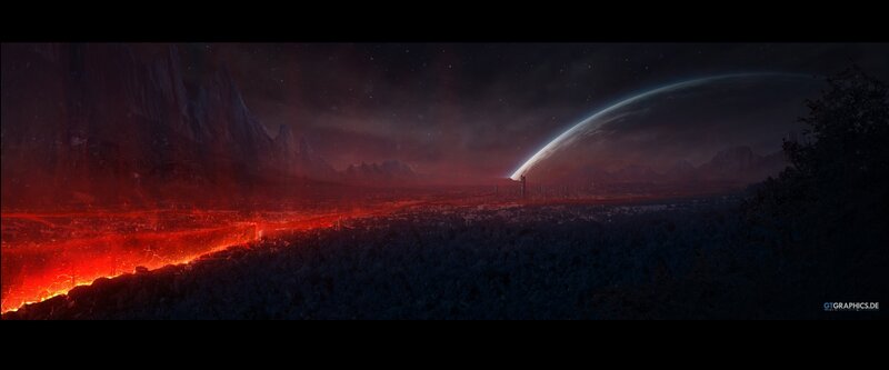 Lava Flow on Alien Planet — Red, Dramatic