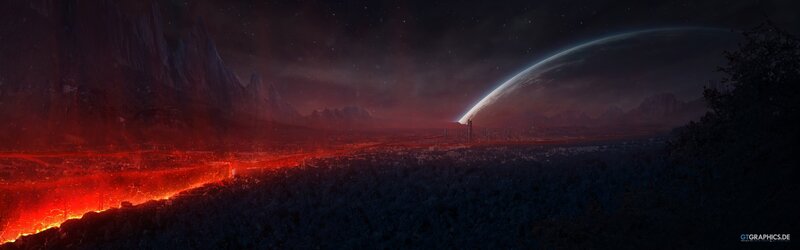 Lava Flow on Alien Planet — Red