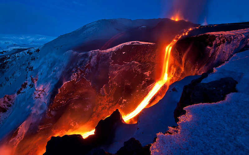Lava Flow on Mountain — Orange