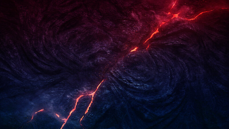 Lava Flow on Rock — Red, Dramatic, Digital Art