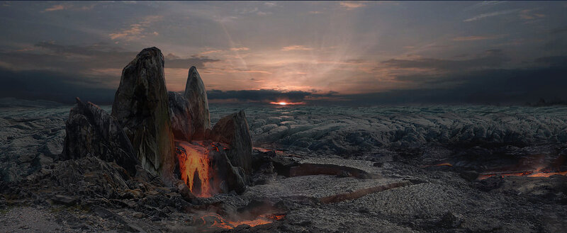 Lava Flow on Rocky Terrain