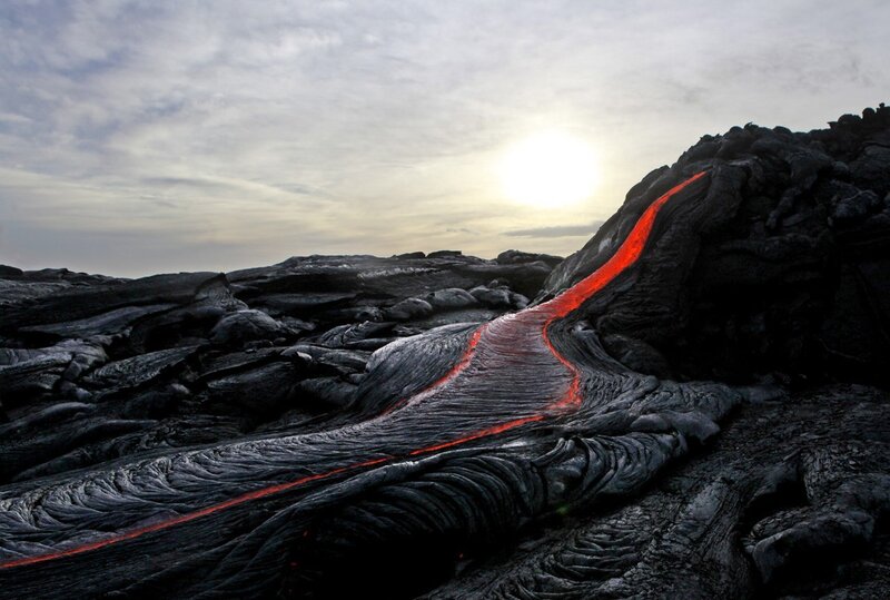 Lava Flow on Volcanic Rock — Black, Dramatic