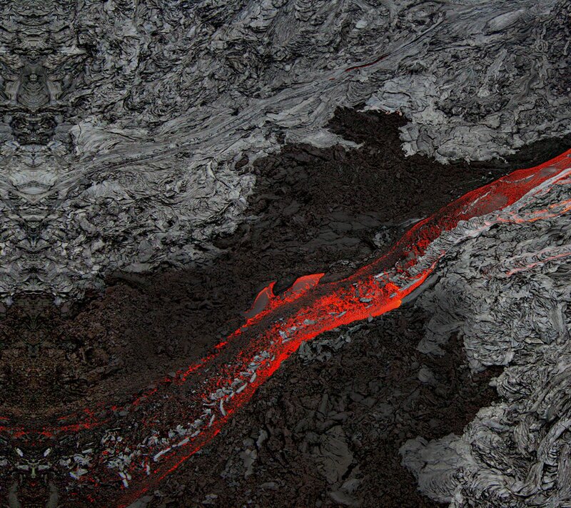Lava Flow on Volcanic Rock — Red, Dramatic