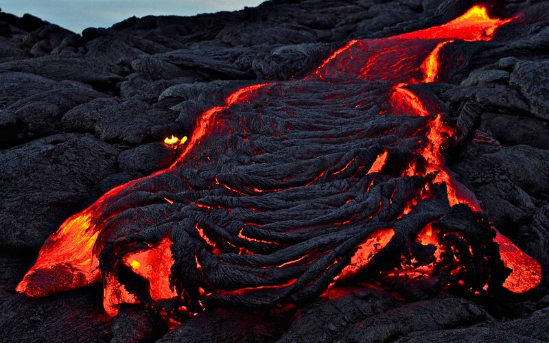 Lava Flow on Volcanic Rock — Red