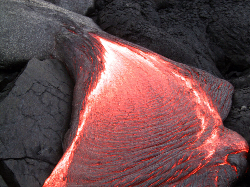 Lava flow on volcanic rock
