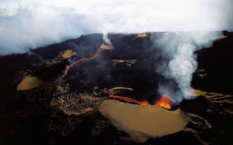 Lava Flow on Volcano — Black, Dramatic, Photograph