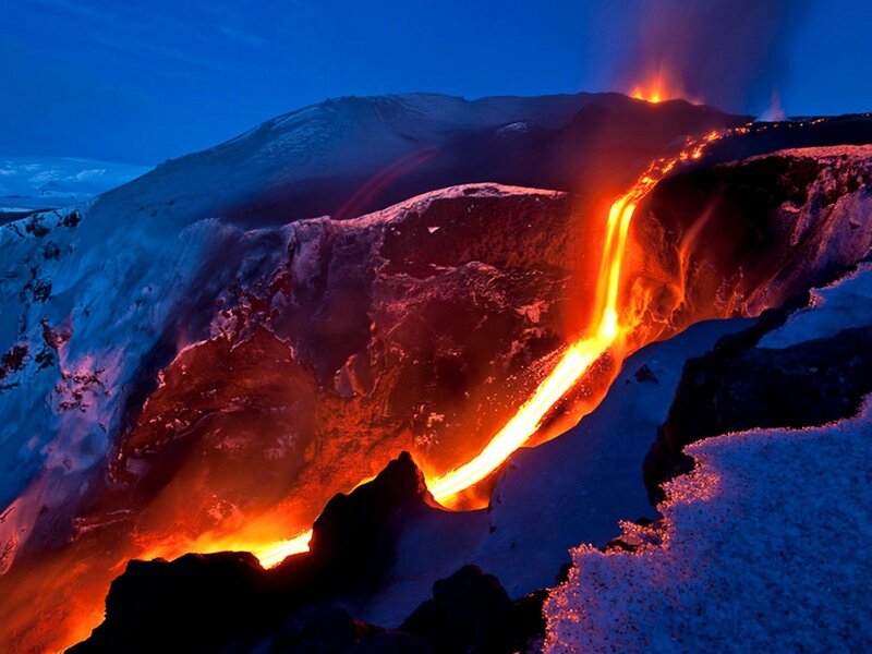 Lava Flow on Volcano — Orange