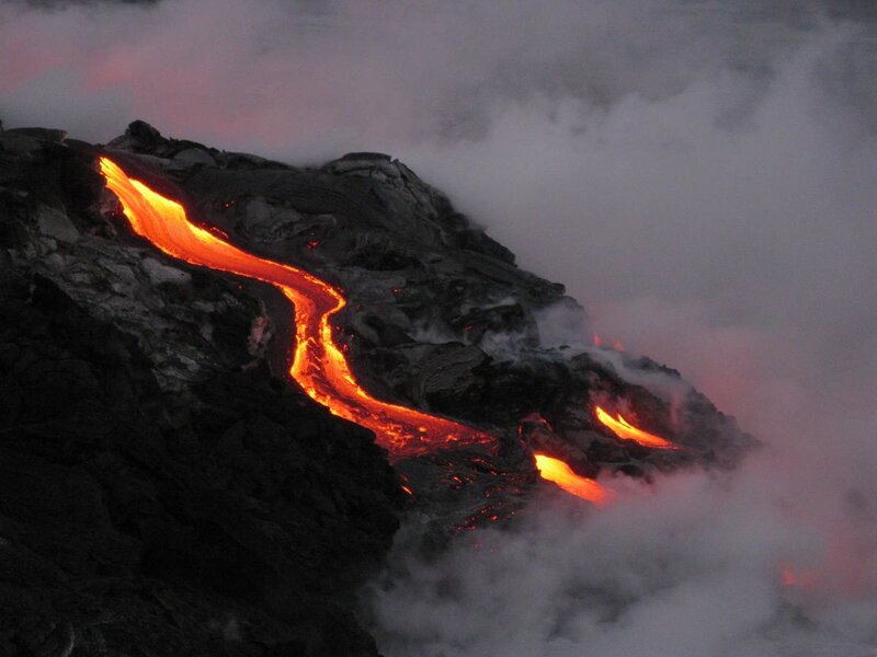 Lava Flow on Volcano