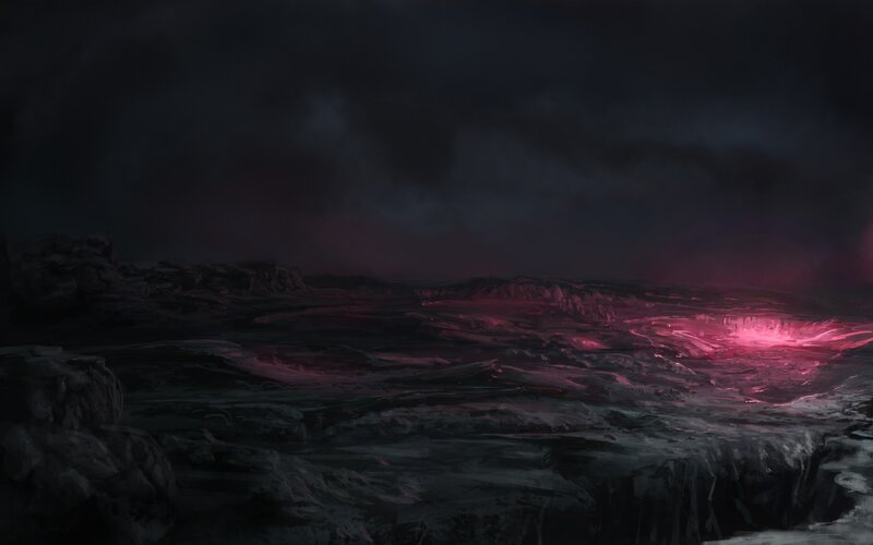 Lava Flow under Dark Sky