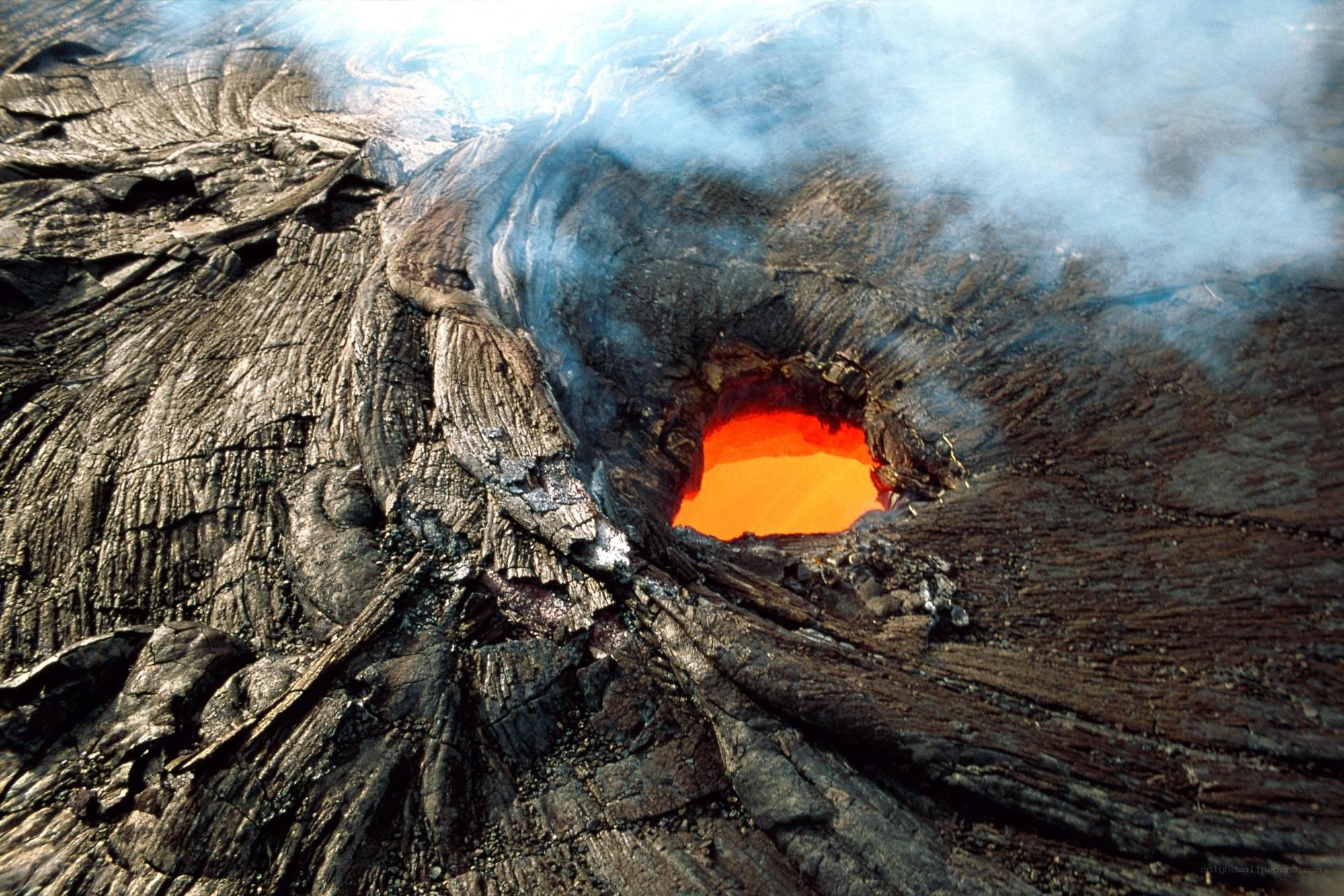 Lava flow with glowing vent