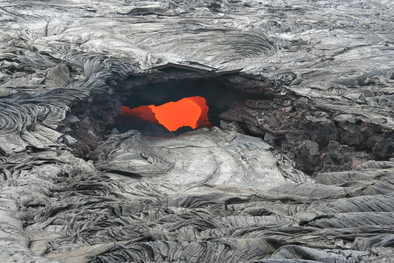 lava flow with glowing vent
