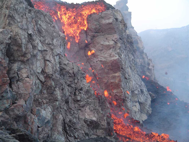 Lava Flowing from Cliff — Orange, Dramatic