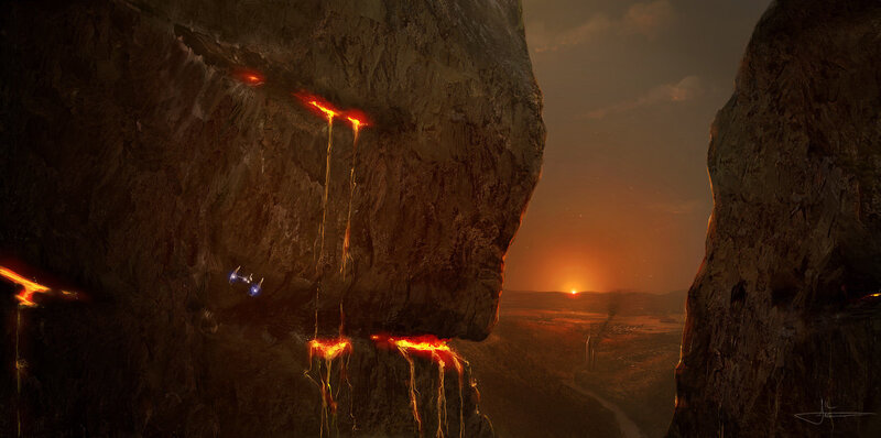 Lava Flowing from Cliff