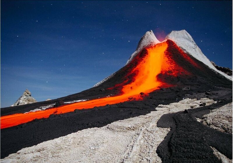 Lava Flowing from Volcano — Black