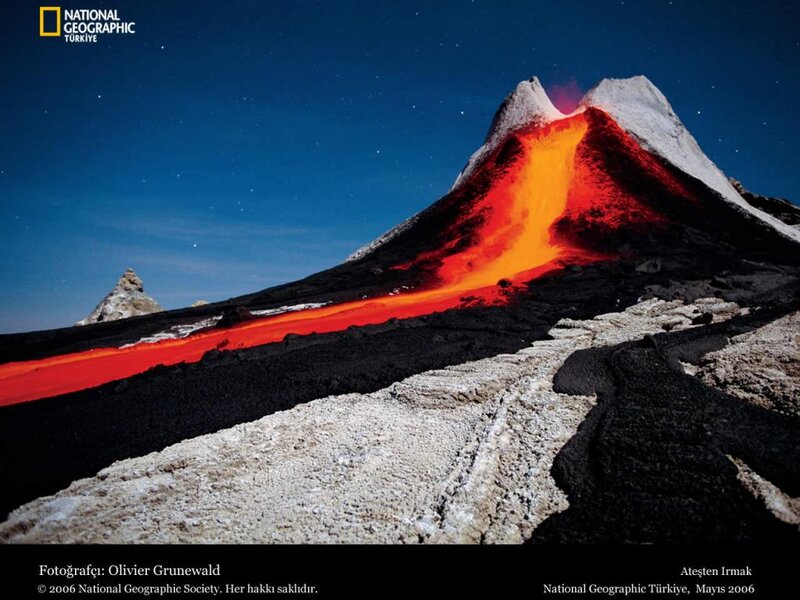 Lava Flowing from Volcano