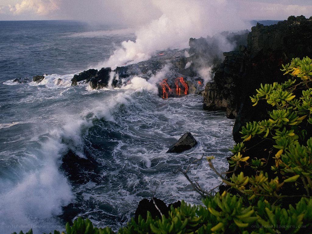 Lava Flowing into the Ocean