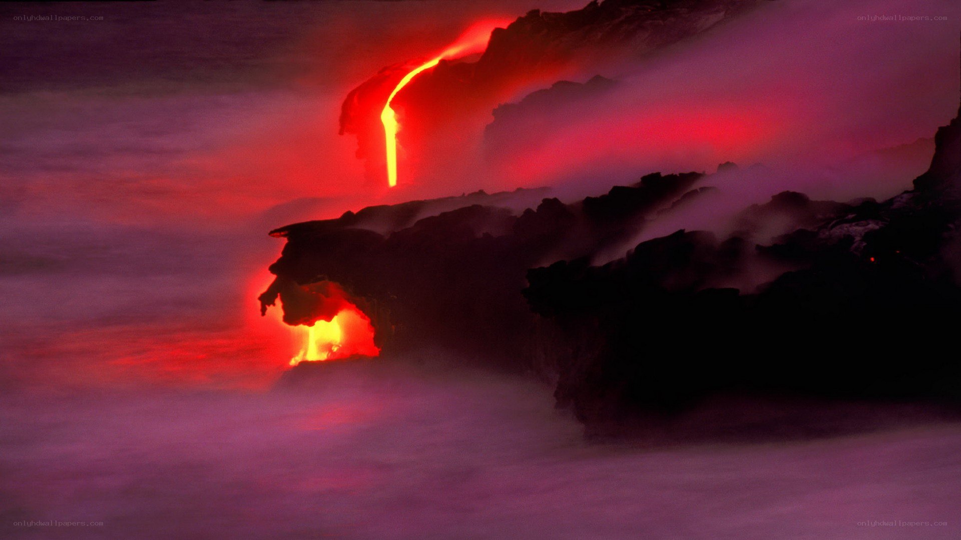 Lava Flowing into the Ocean