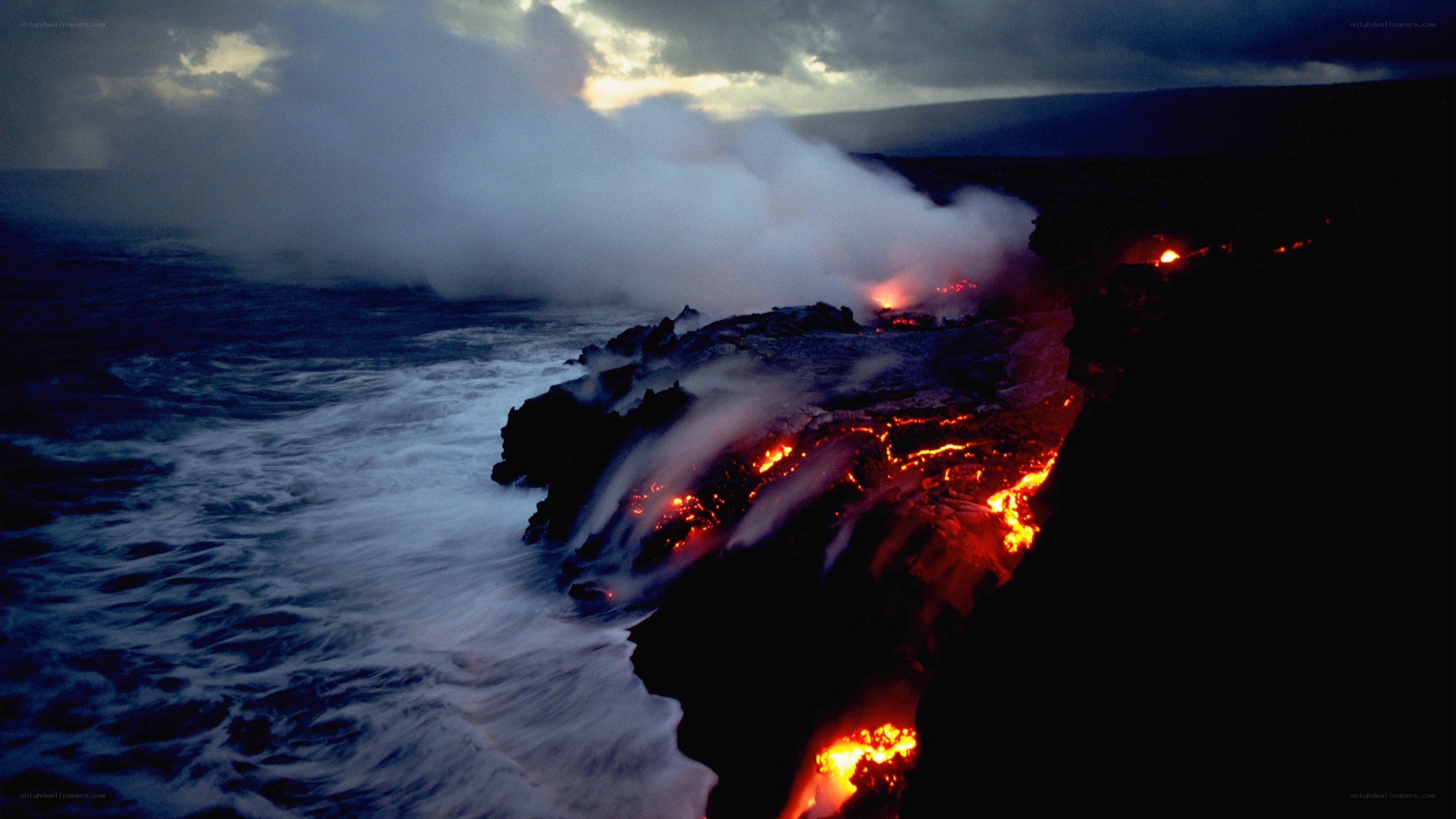 Lava Flowing into the Ocean