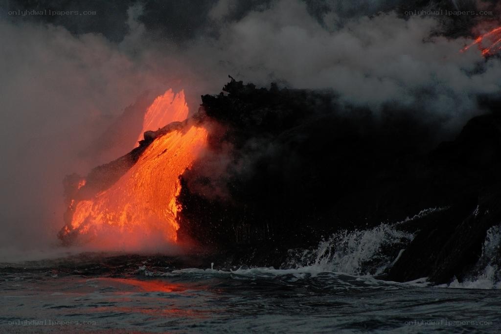 Lava Flowing into the Ocean