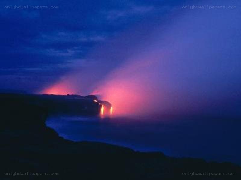Lava flowing into the ocean
