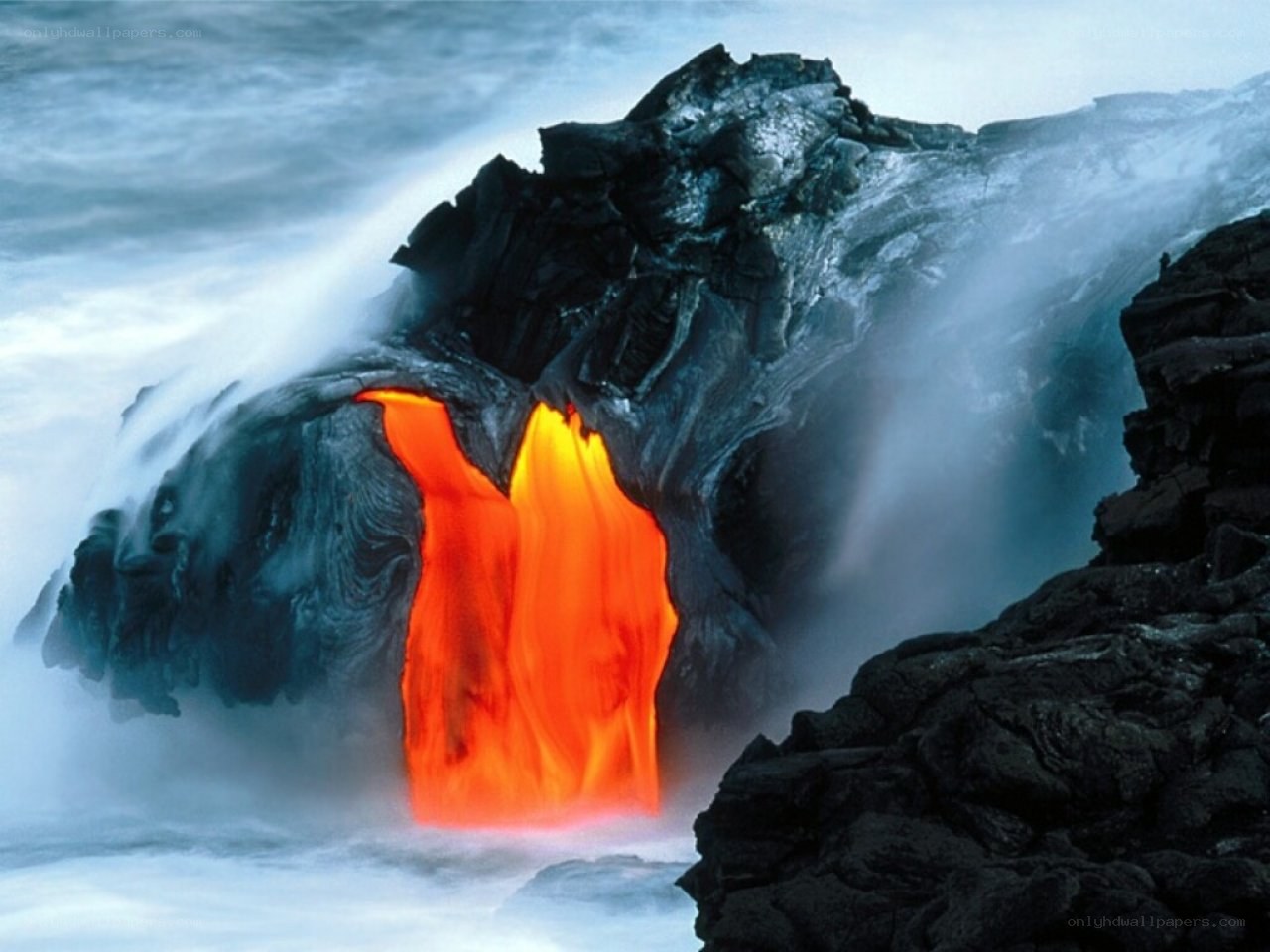 Lava Flowing into the Ocean