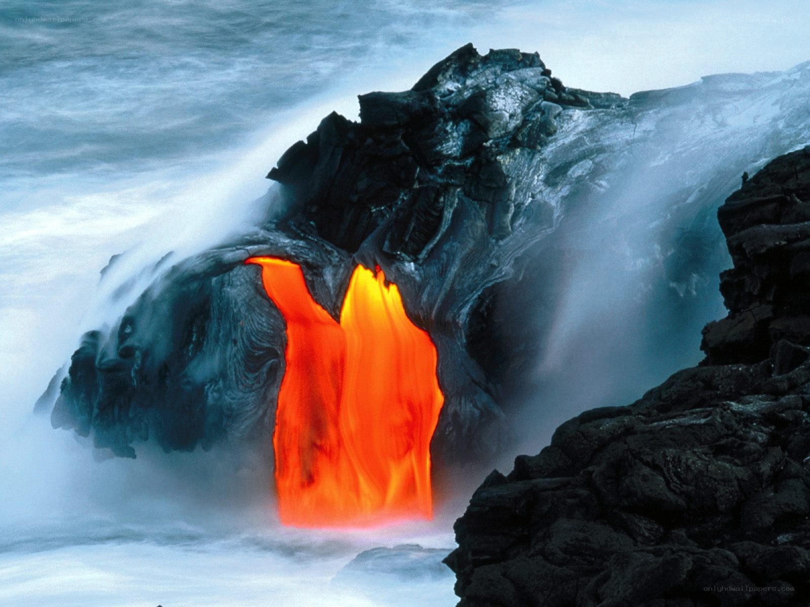 Lava Flowing into the Ocean
