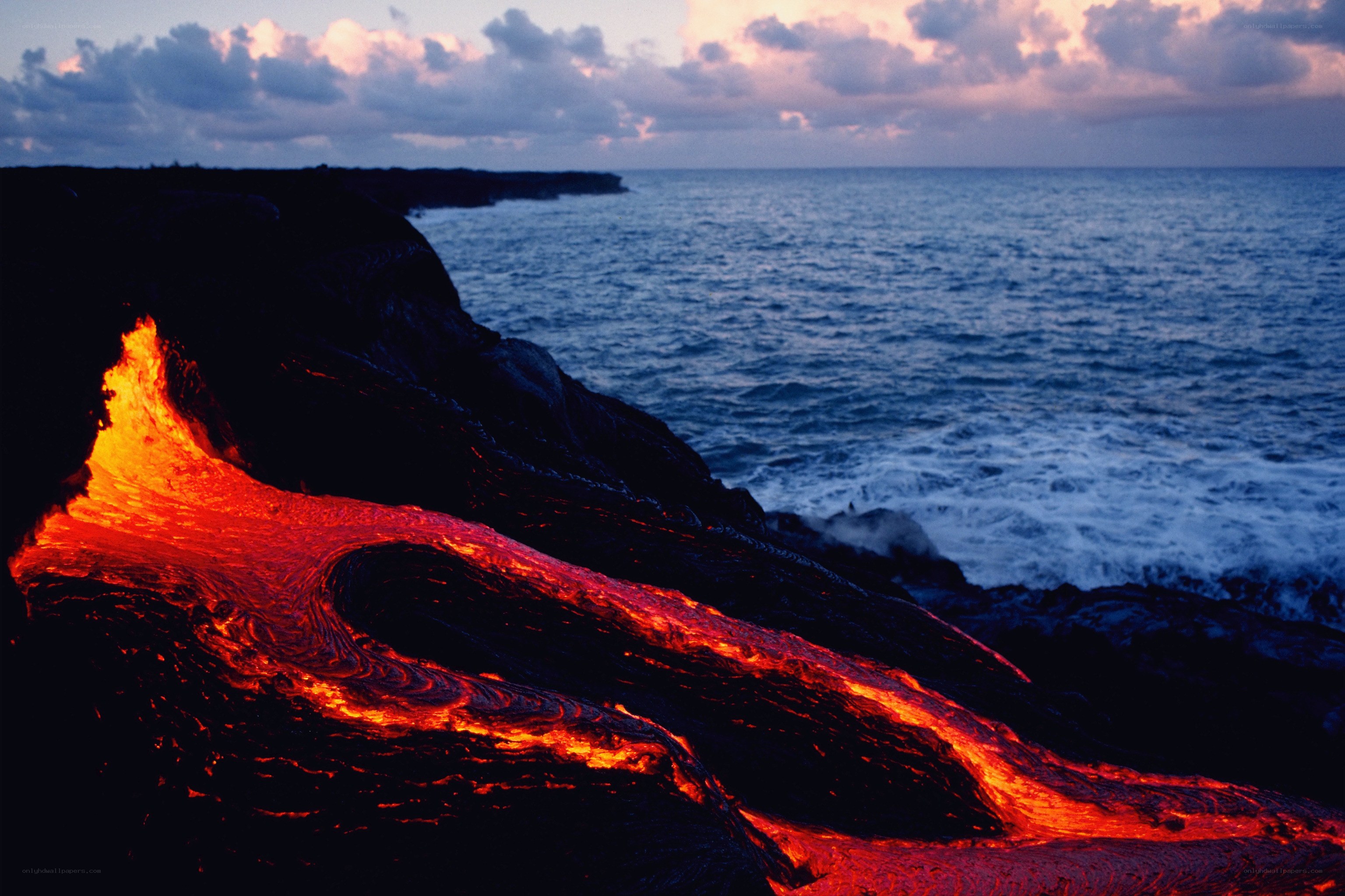 Lava Flowing into the Ocean