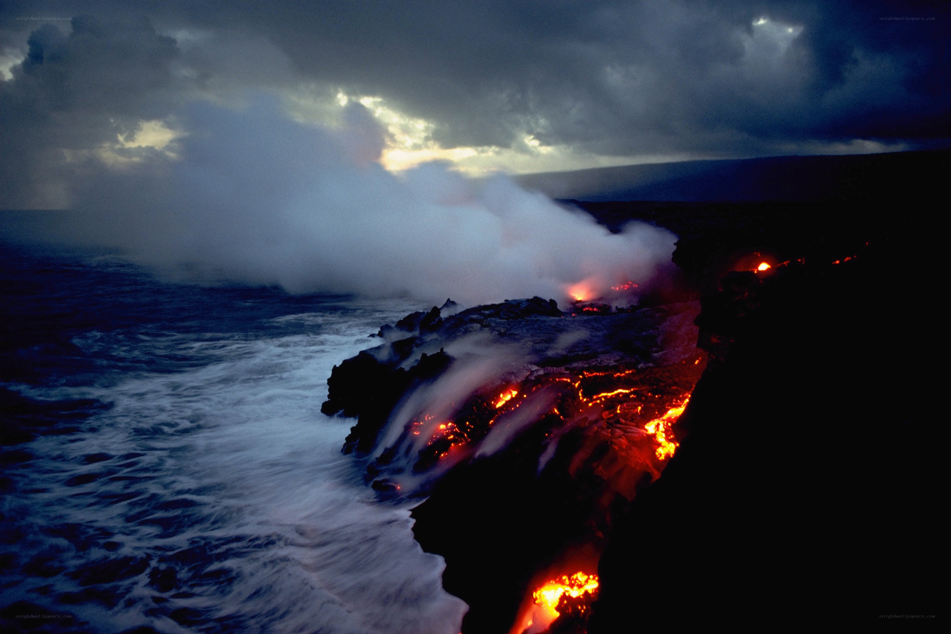 Lava Flowing into the Ocean