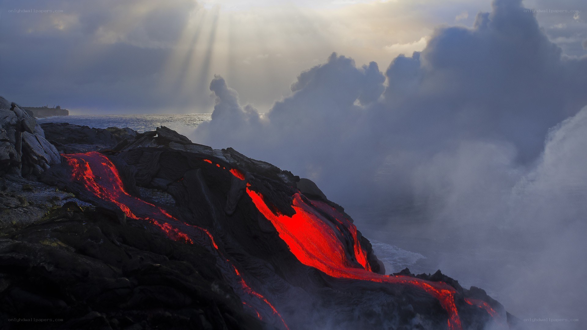 Lava Flowing into the Ocean