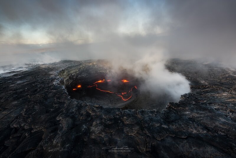 Lava Lake in Crater — Black