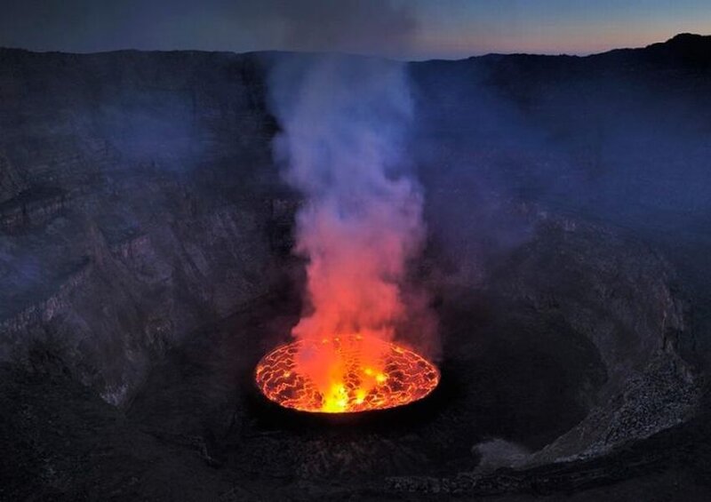 Lava Lake in Crater — Red, Dramatic