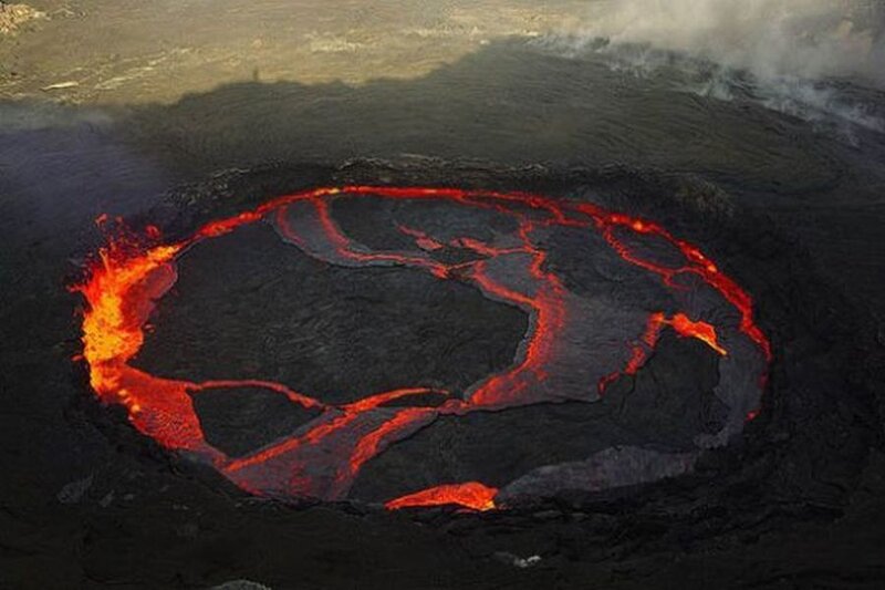 Lava Lake in Crater — Red