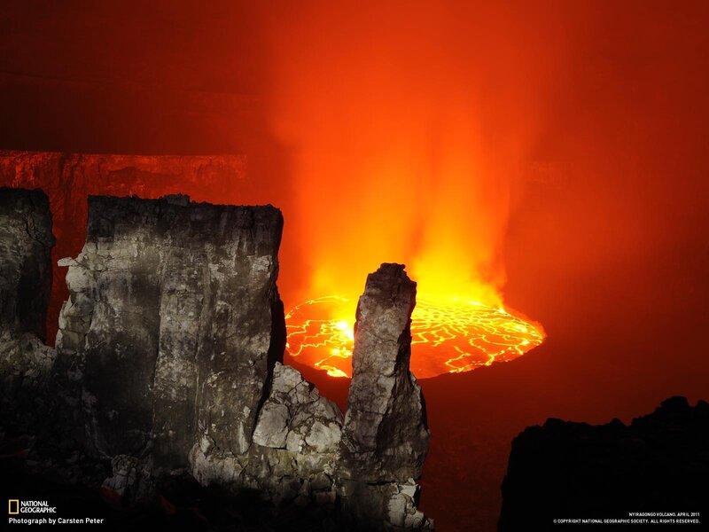 Lava lake in Nyiragongo crater