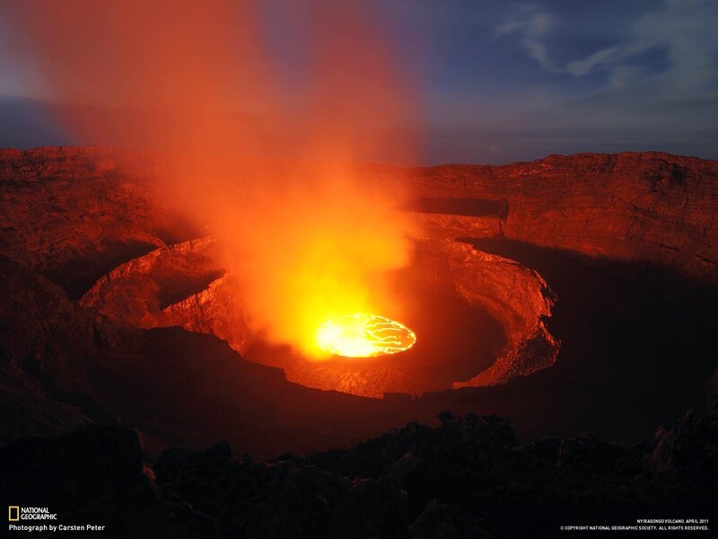 Lava lake in Nyiragongo crater