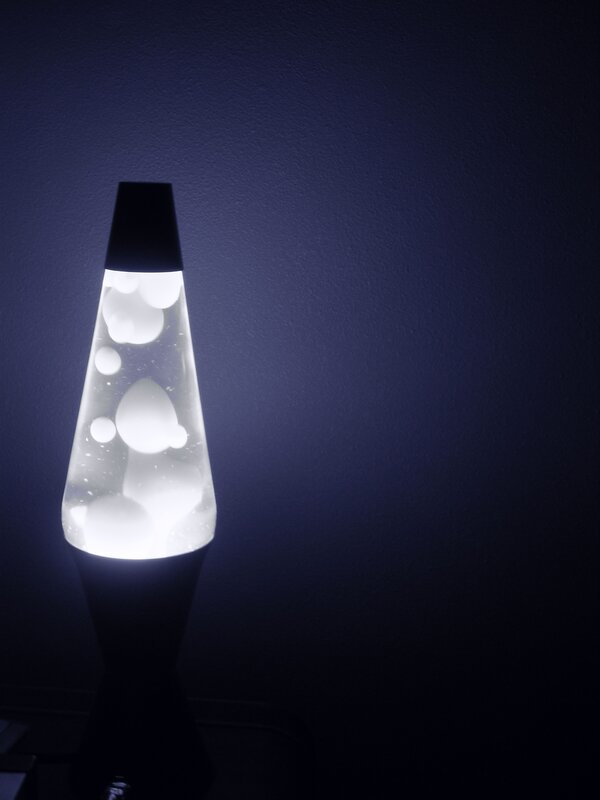 Lava lamp glowing in dark
