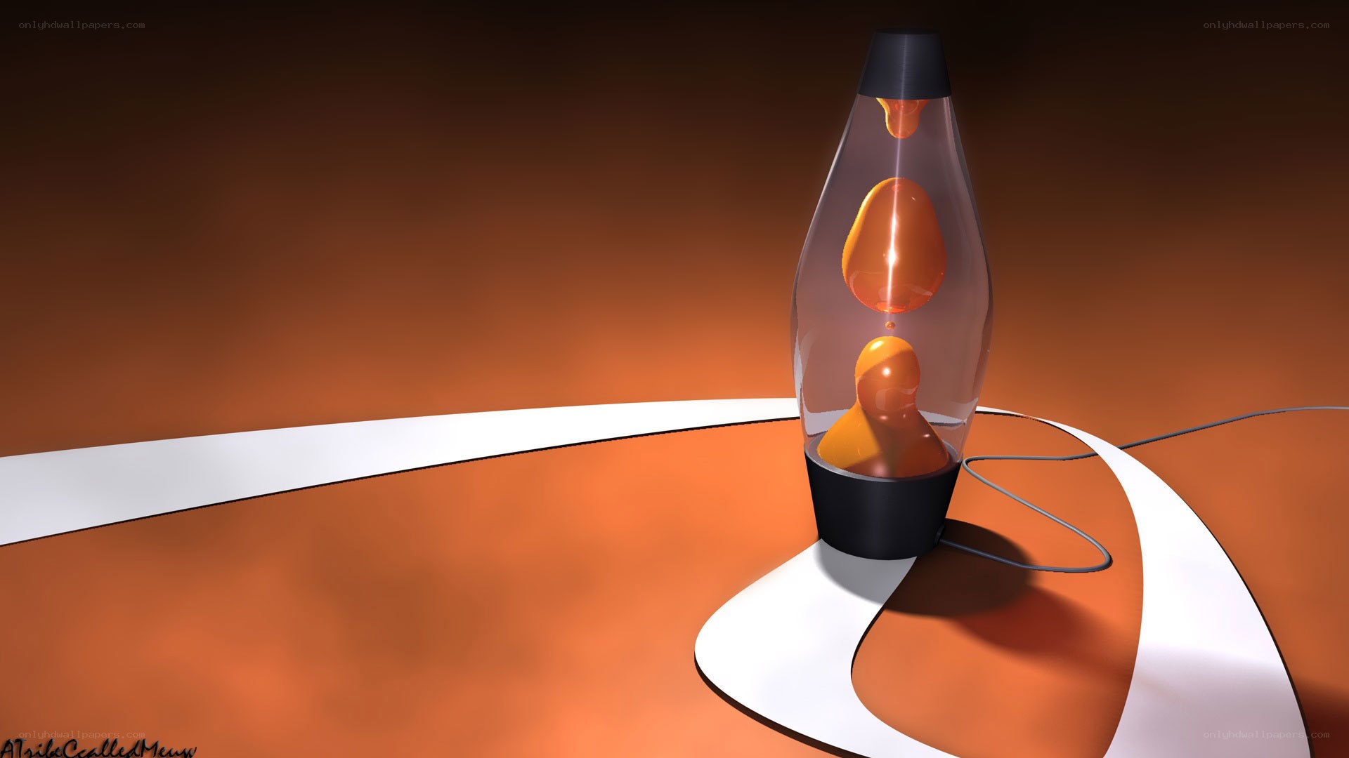 Lava lamp on orange surface