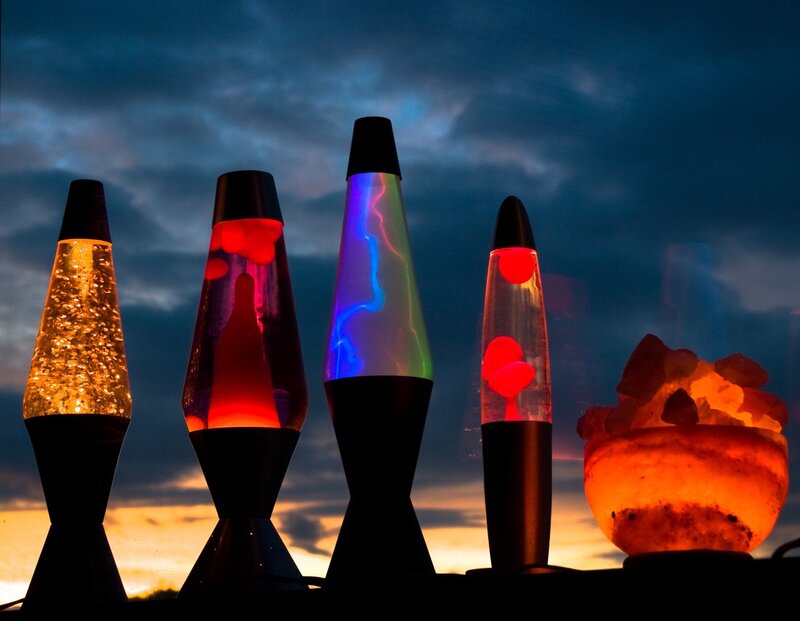 Lava lamps at sunset