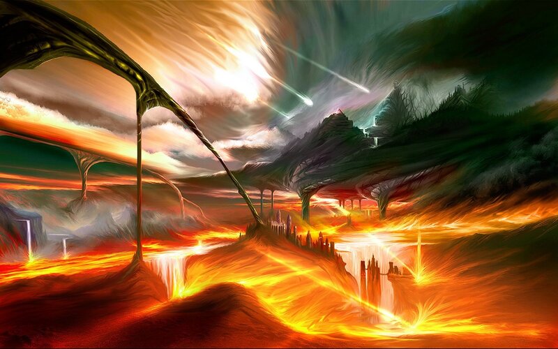 Lava Landscape with City