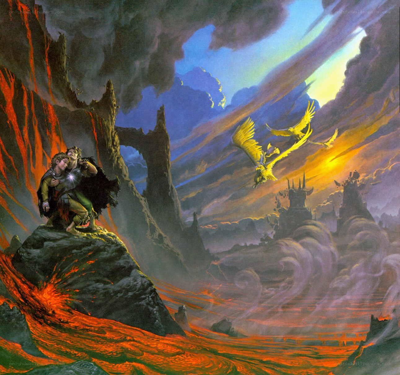 Lava landscape with flying creatures