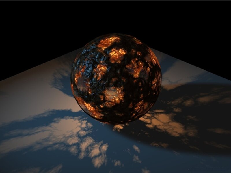 lava planet floating above clouds