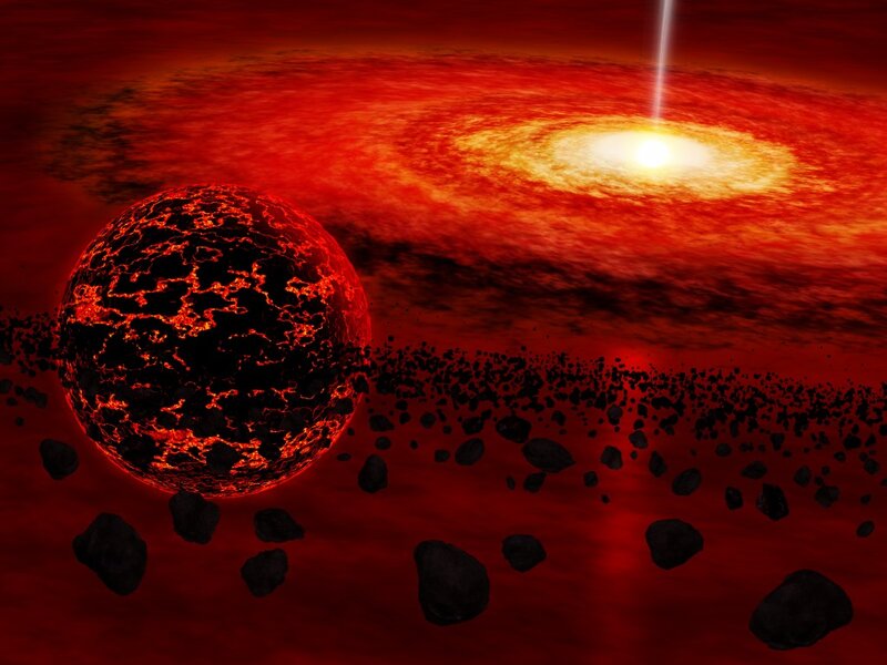 Lava Planet in Space — Red, Dramatic, Digital Art