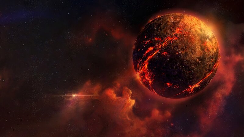 Lava Planet in Space — Red, Dramatic