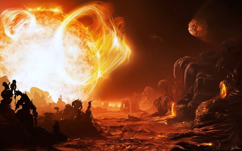 Lava Planet Landscape — Orange, Dramatic