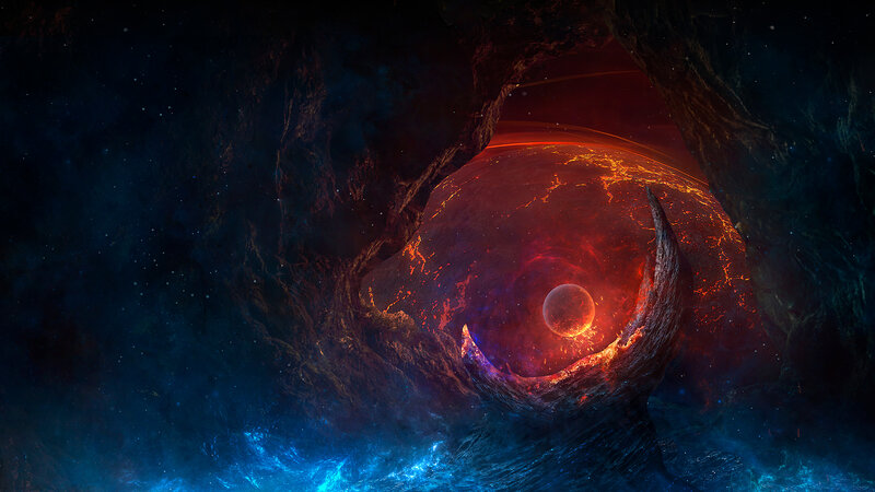 Lava Planet Through Cave